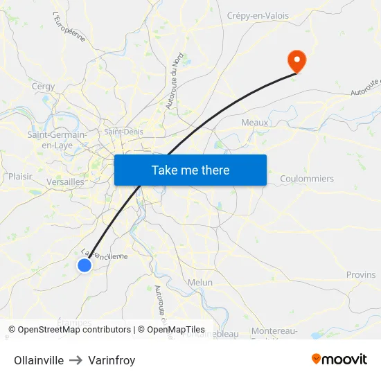 Ollainville to Varinfroy map