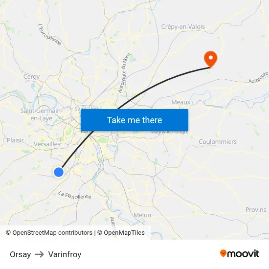 Orsay to Varinfroy map