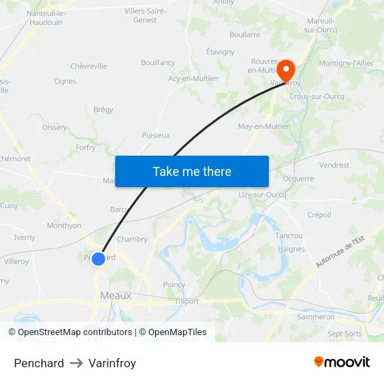 Penchard to Varinfroy map