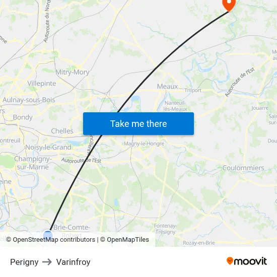 Perigny to Varinfroy map