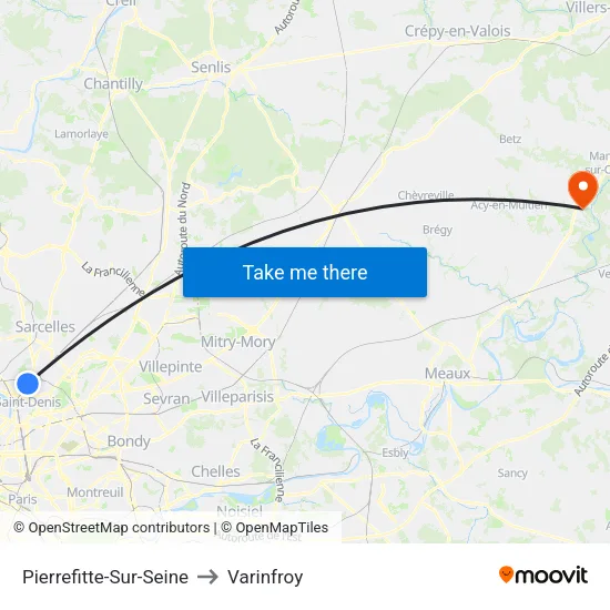 Pierrefitte-Sur-Seine to Varinfroy map