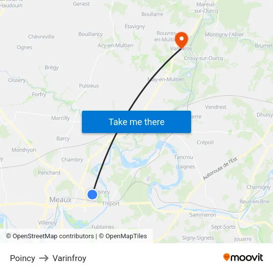 Poincy to Varinfroy map