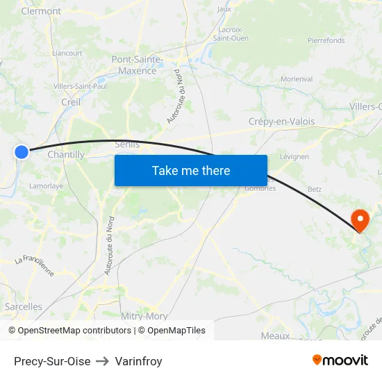 Precy-Sur-Oise to Varinfroy map