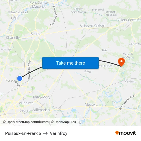 Puiseux-En-France to Varinfroy map