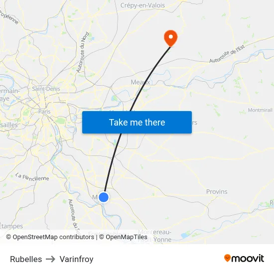 Rubelles to Varinfroy map