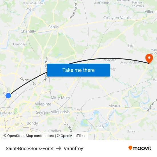 Saint-Brice-Sous-Foret to Varinfroy map