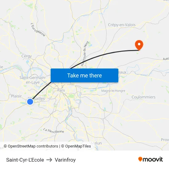 Saint-Cyr-L'Ecole to Varinfroy map