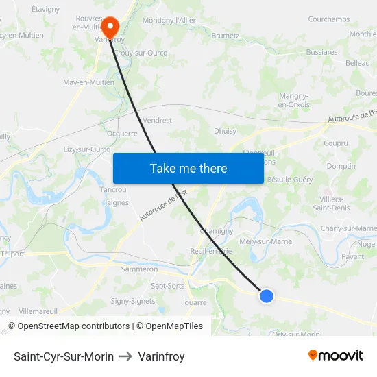 Saint-Cyr-Sur-Morin to Varinfroy map
