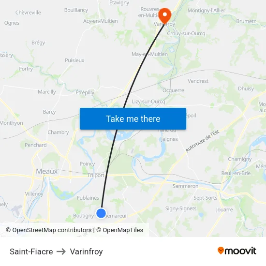 Saint-Fiacre to Varinfroy map