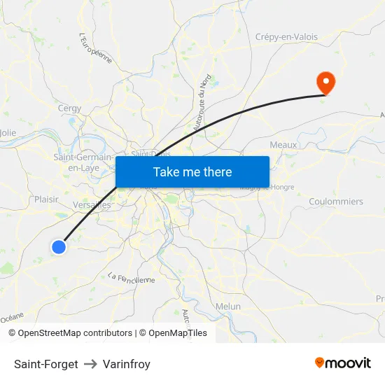 Saint-Forget to Varinfroy map