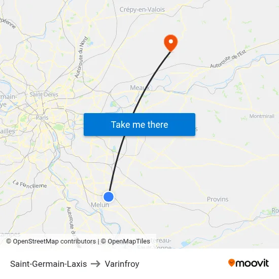 Saint-Germain-Laxis to Varinfroy map