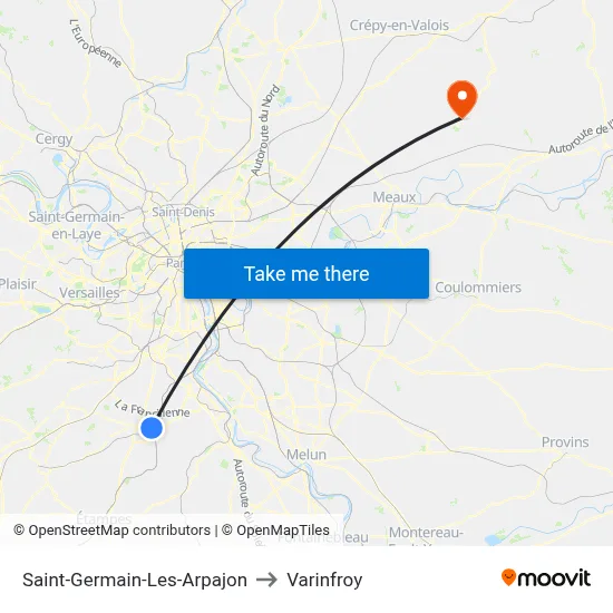Saint-Germain-Les-Arpajon to Varinfroy map
