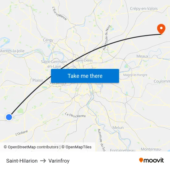Saint-Hilarion to Varinfroy map