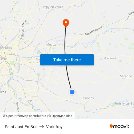 Saint-Just-En-Brie to Varinfroy map