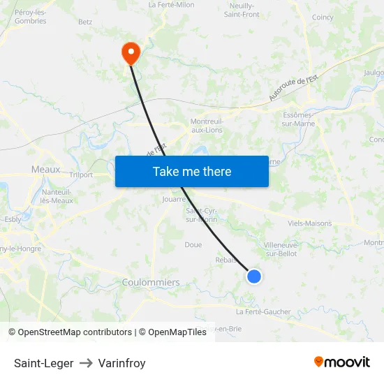 Saint-Leger to Varinfroy map