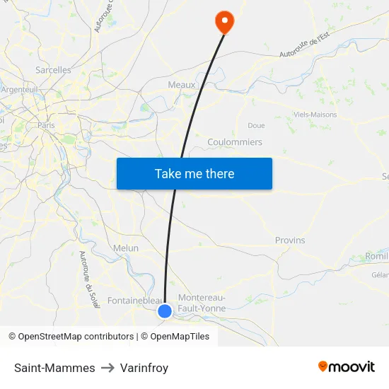 Saint-Mammes to Varinfroy map