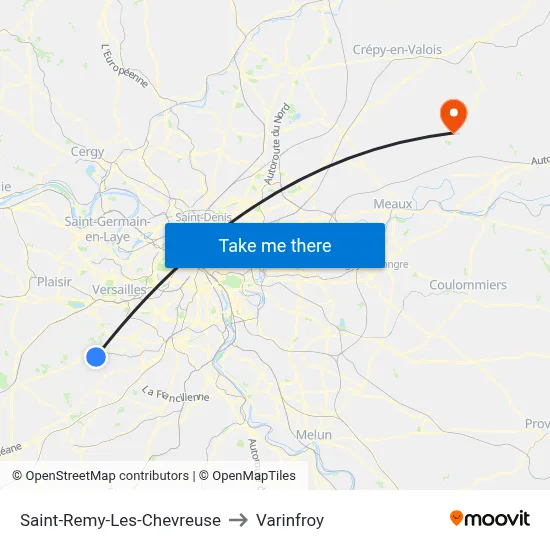 Saint-Remy-Les-Chevreuse to Varinfroy map