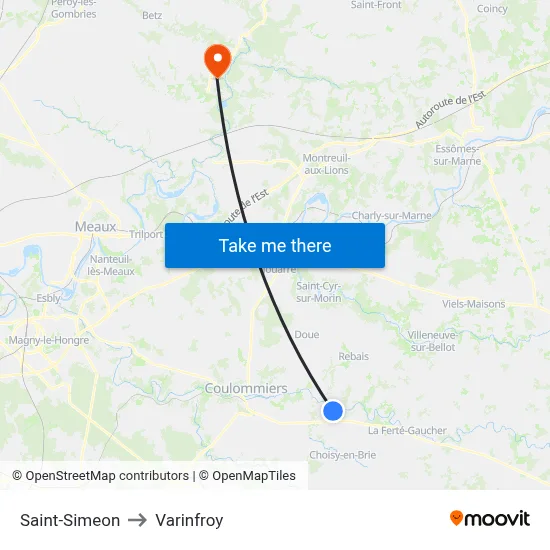 Saint-Simeon to Varinfroy map