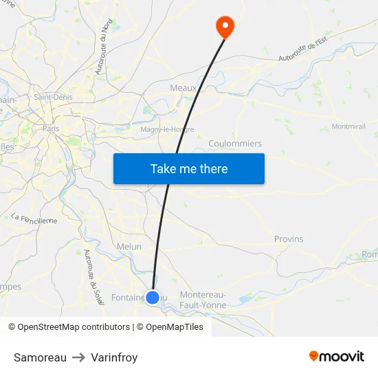 Samoreau to Varinfroy map