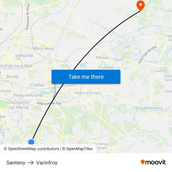 Santeny to Varinfroy map