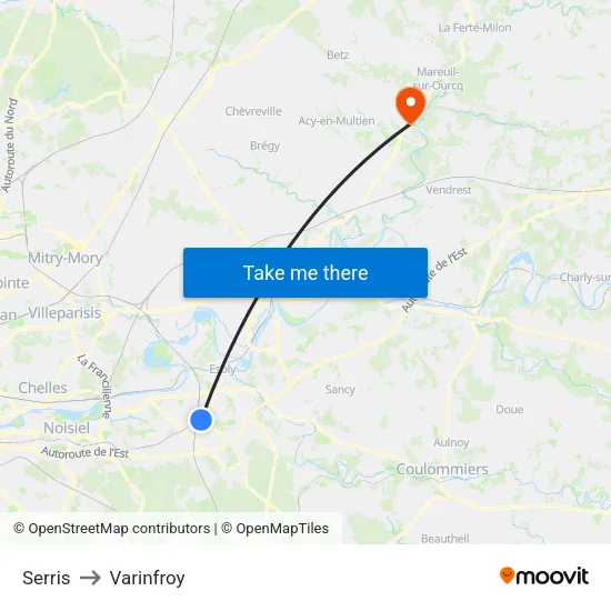 Serris to Varinfroy map