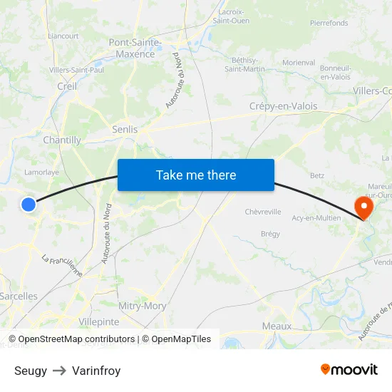 Seugy to Varinfroy map