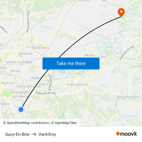 Sucy-En-Brie to Varinfroy map