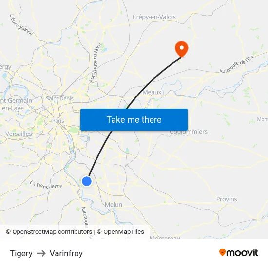 Tigery to Varinfroy map