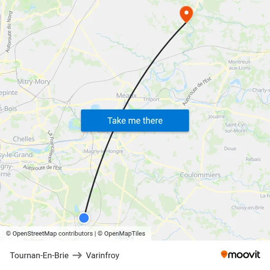 Tournan-En-Brie to Varinfroy map