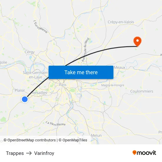 Trappes to Varinfroy map