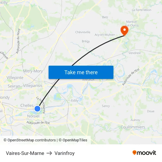 Vaires-Sur-Marne to Varinfroy map