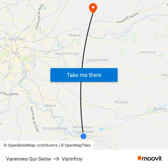 Varennes-Sur-Seine to Varinfroy map