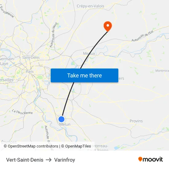 Vert-Saint-Denis to Varinfroy map