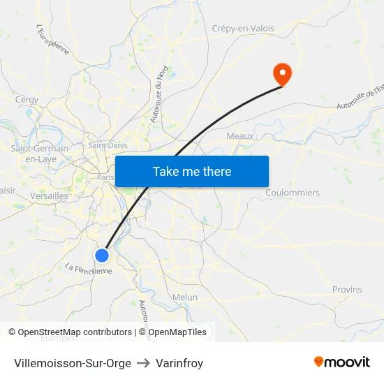 Villemoisson-Sur-Orge to Varinfroy map