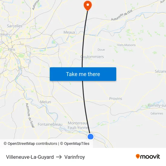 Villeneuve-La-Guyard to Varinfroy map
