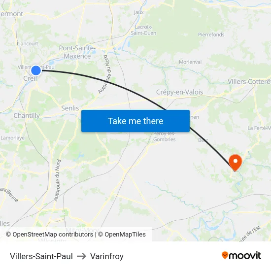 Villers-Saint-Paul to Varinfroy map