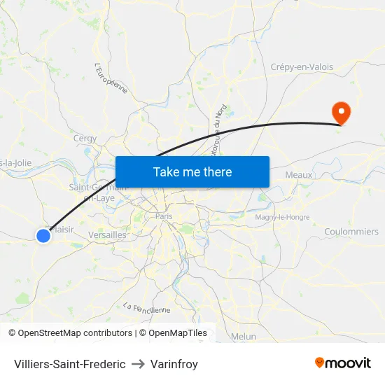 Villiers-Saint-Frederic to Varinfroy map