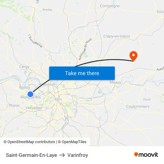Saint-Germain-En-Laye to Varinfroy map
