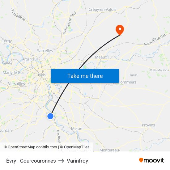 Évry - Courcouronnes to Varinfroy map