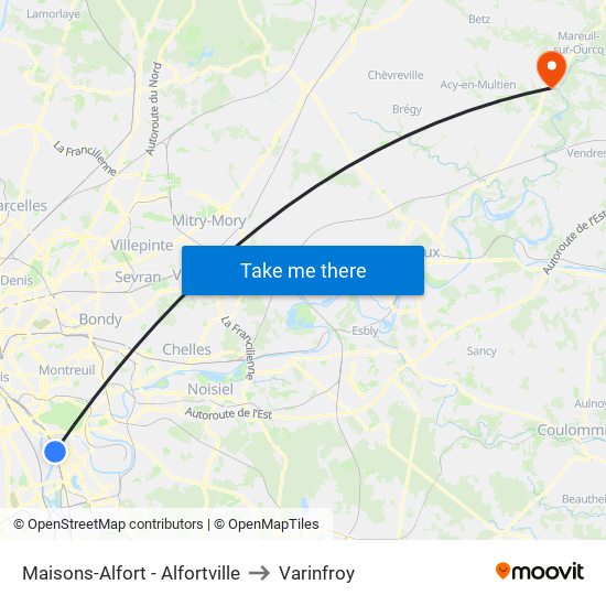 Maisons-Alfort - Alfortville to Varinfroy map