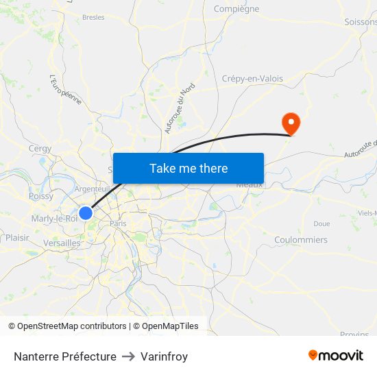Nanterre Préfecture to Varinfroy map