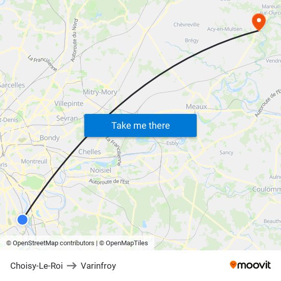 Choisy-Le-Roi to Varinfroy map