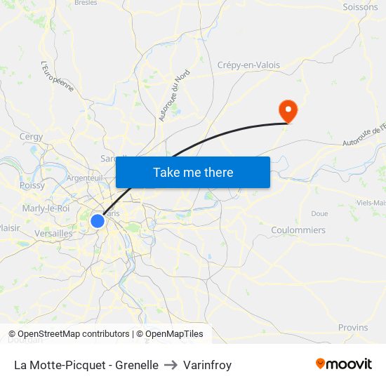 La Motte-Picquet - Grenelle to Varinfroy map