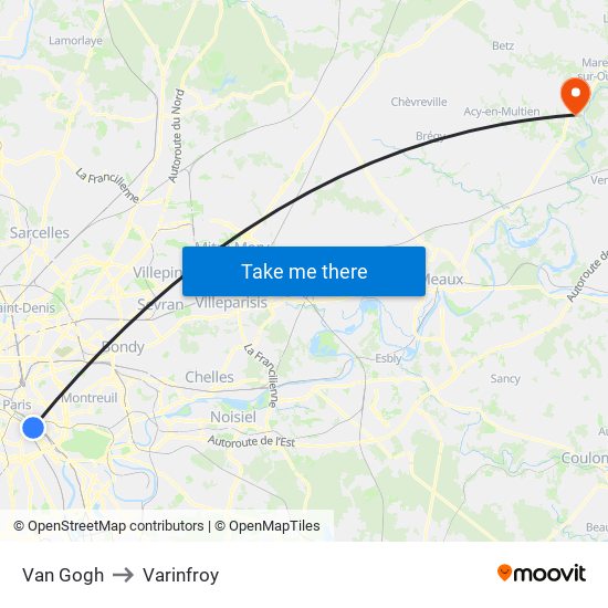 Van Gogh to Varinfroy map
