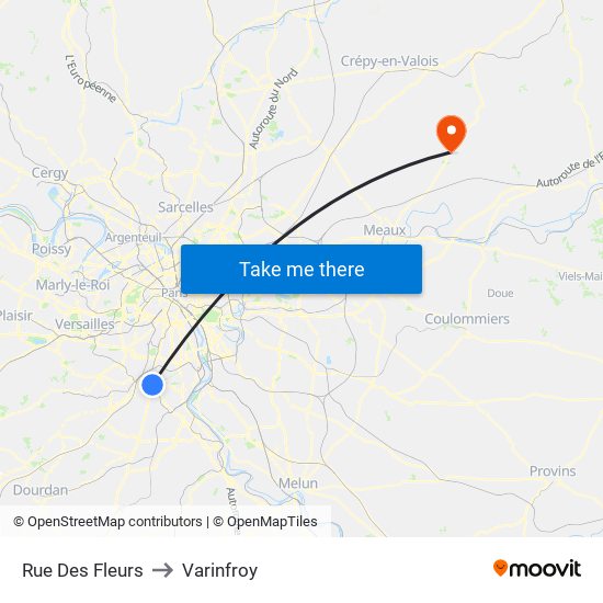 Rue Des Fleurs to Varinfroy map