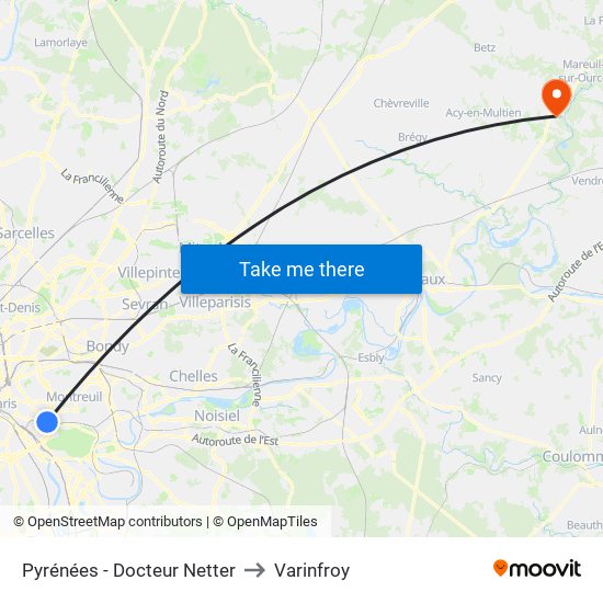 Pyrénées - Docteur Netter to Varinfroy map