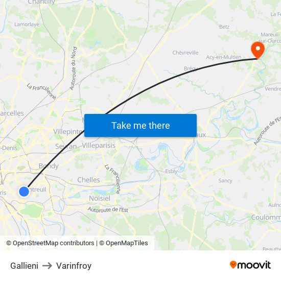 Gallieni to Varinfroy map