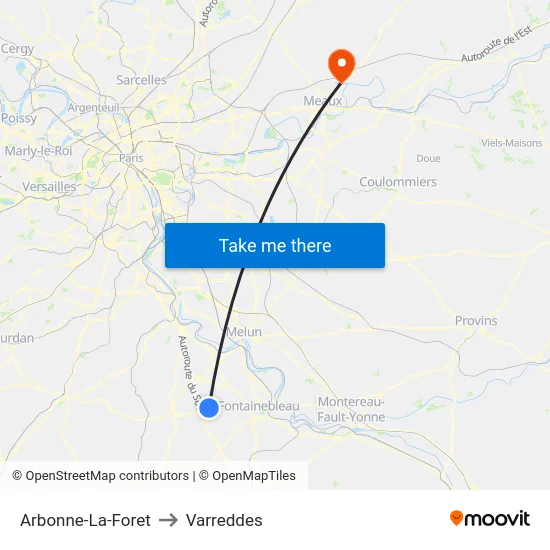 Arbonne-La-Foret to Varreddes map