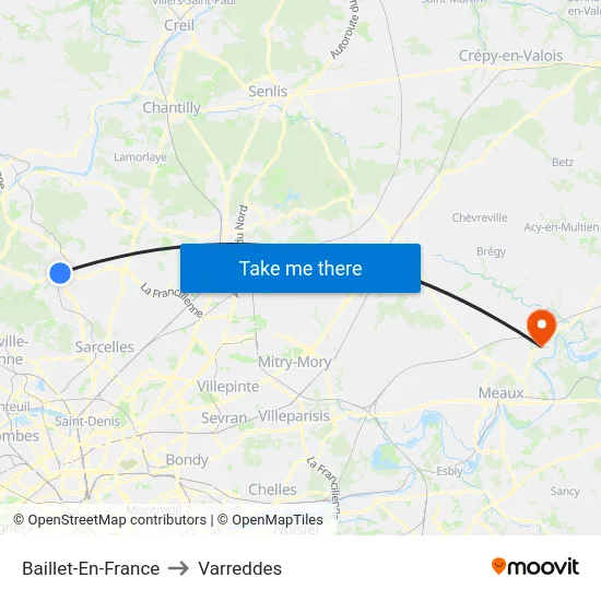Baillet-En-France to Varreddes map
