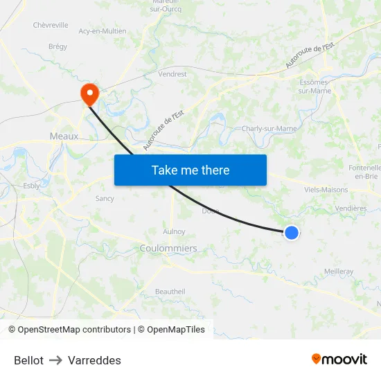 Bellot to Varreddes map